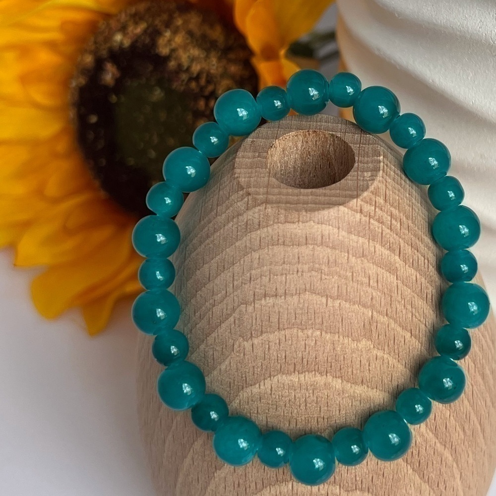 Teal Stretch Beaded Bracelet - Picture 13 of 13